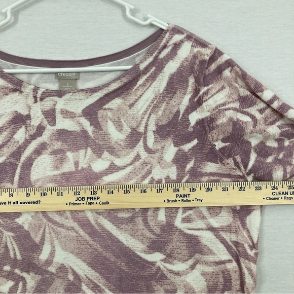 Chico's Purple/Cream Soft Stretch Round Neck Long Sleeve Top XL - Picture 4 of 9